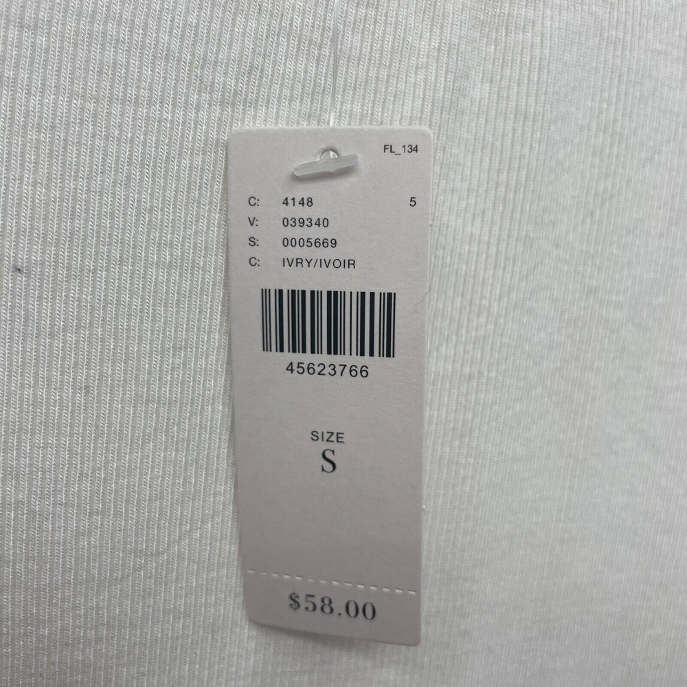 Pure + Good Ivory Ribbed 3/4 Sleeve Scoop Neck Tunic Top Small NWT - Picture 3 of 10